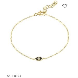 14k Yellow Gold Enamel Evil Eye Diamond Bracelet